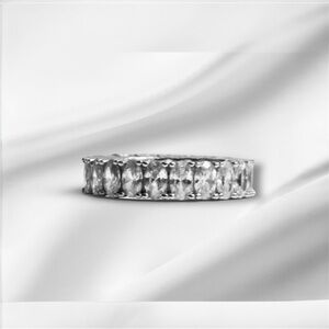 Sterling Silver Oval Stoned Eternity Ring